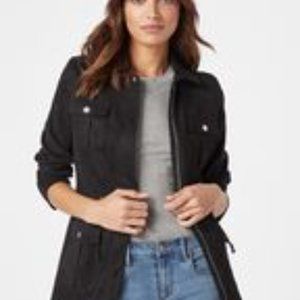 Utility Jacket Military Jacket Coat faux suede black size M